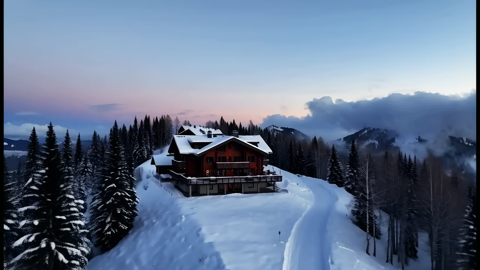 The PICK ME chalet in the snowy mountains